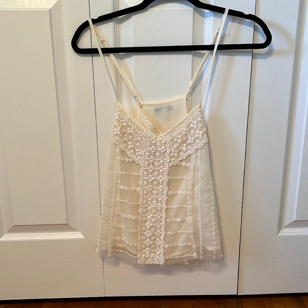 Cream, lace tank top